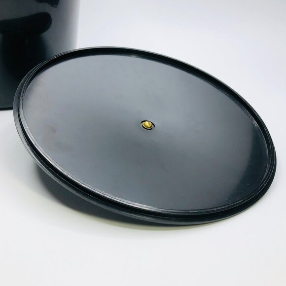 Vintage 60s THERMOS Drum Ice Bucket: Black Insulated Container - Gold Tone Caddy - Picture 10 of 16